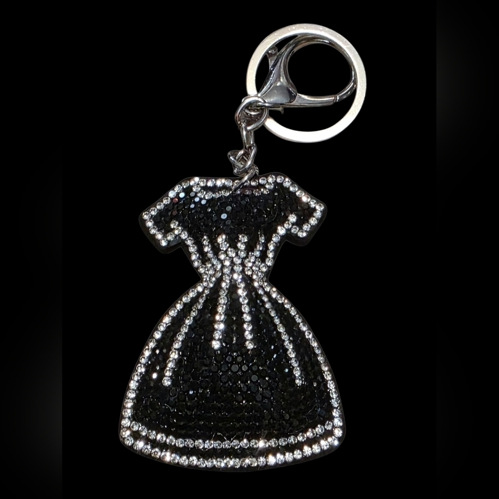 Black and Silver Dress Bag Charm Keychain